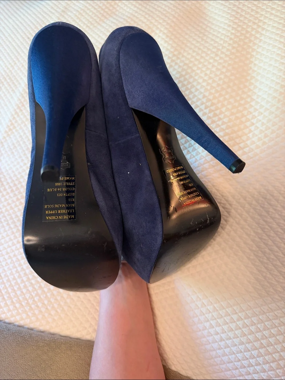 8 1/2 ZIGI girl Royal Blue Suede Peep-Toe Platform stiletto Pumps